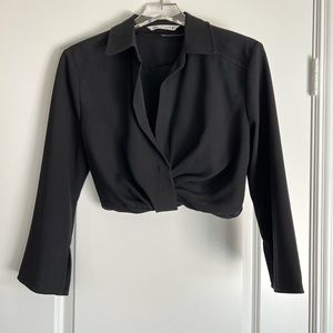 Zara Black Crop Long Sleeve Top